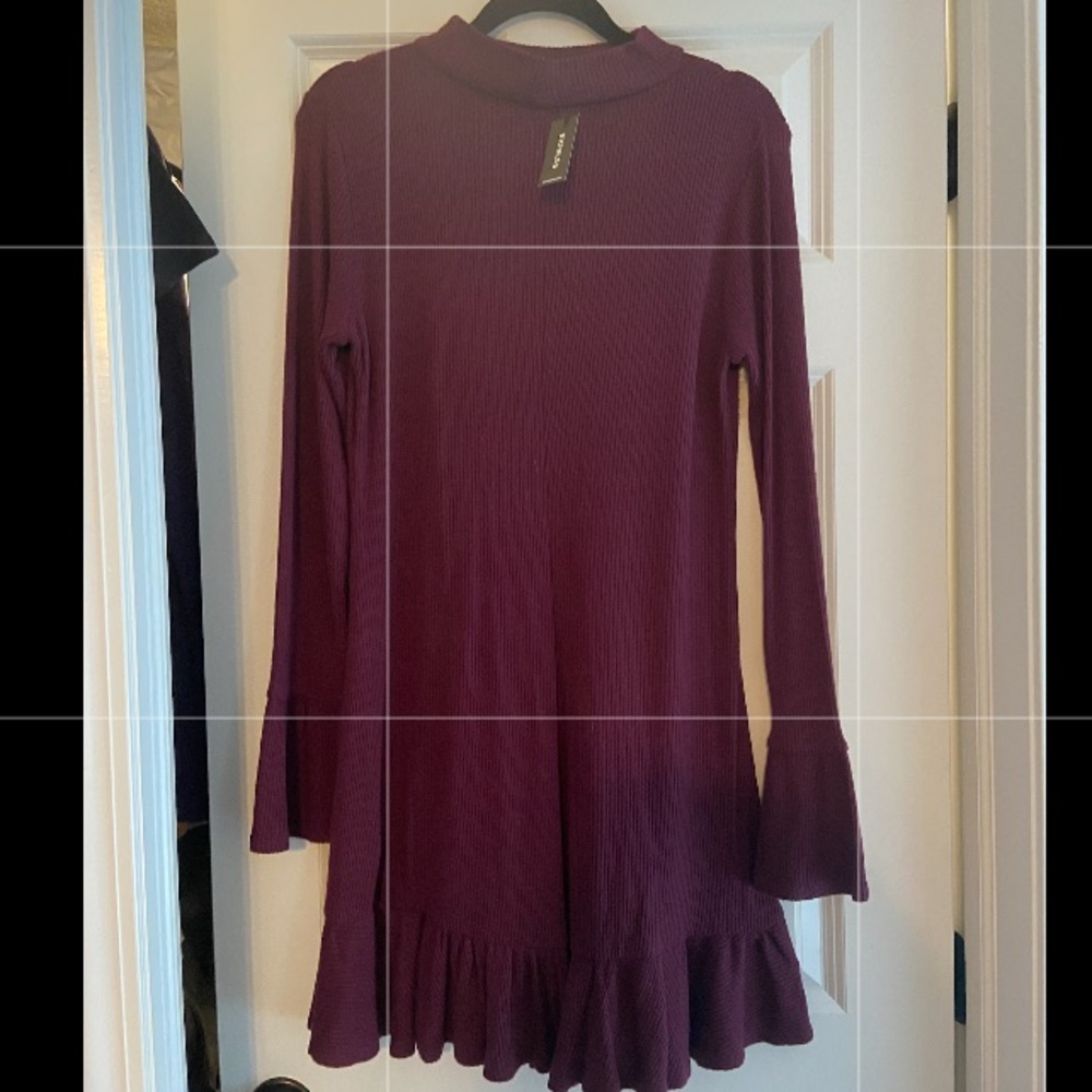 Plum Mock Neck Sweater Dress